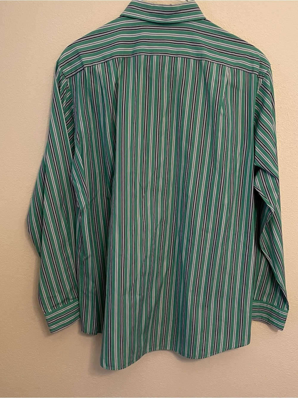 Polo Ralph Lauren Men’s XL Shirt Green/Blue Stripe Westerton 100% Cotton - Picture 2 of 4